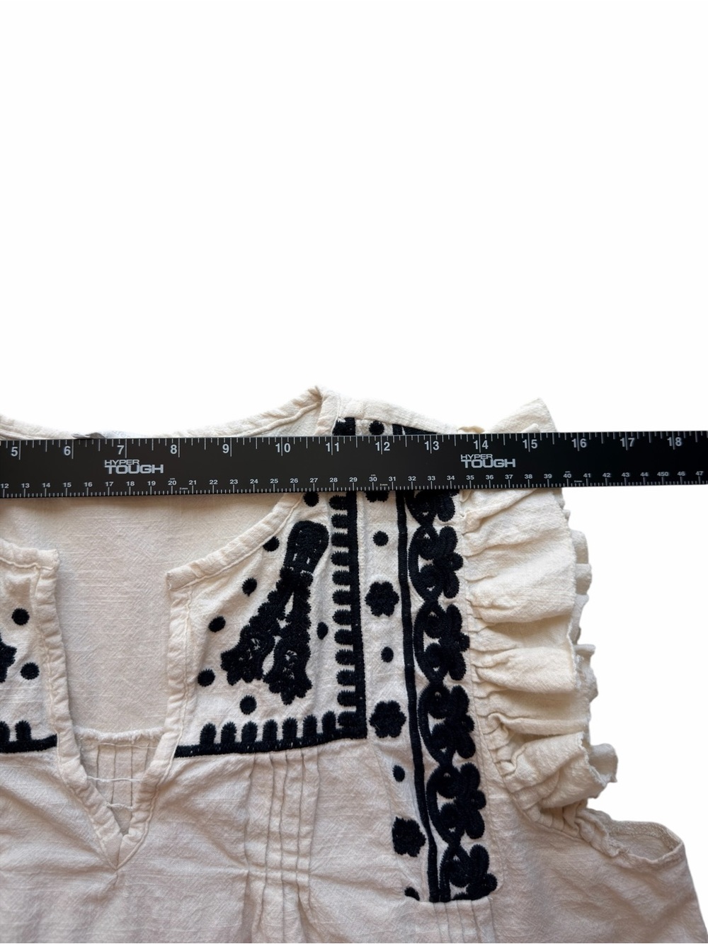 Jennifer & Grace Cream Embroidered Flutter Sleeve Boho Style Blouse Size Large - Picture 5 of 7